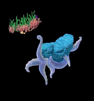 Modern cartoon animal octopus tentacle 3d model