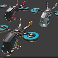 Futuristic Drone Equipment With Blue Lighted Propellers And Modern Design Features