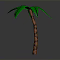 Artificial Tropical Palm Tree With Green Leaves And Brown Spiral Trunk