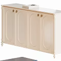 Two Tone Modern Sideboard With Blue Glass Door Beige Cabinet And Decorative Legs