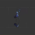 Female Warrior in Blue Armor Wielding Glowing Blue Magic Orb with Magical Effects