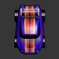 Colorful Stylish Toy Car With Purple Red Stripes Red Seats And Black Wheels