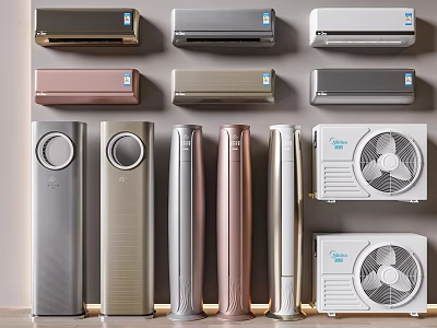 Variety Of Air Conditioners And Fans 3d model