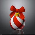 Weapon Themed Christmas Ornament Featuring Red Bow And Striped Pattern Design 3d model