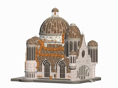 European Architecture With Dome Towers Arched Windows And Ornate Stone Design 3d model