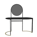 Modern Dressing Table With Round Mirror Black Frame And Gold Legs 3d model