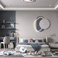 Modern Kids Room Interior With Gray Blue Bed Desk Chair Decorative Painting Rug And Toys