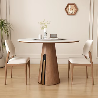 Modern round dining table and chair 3d model