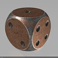 Reddish Brown Metallic Dice Shaped Object With Silver Edges And Holes 3d model