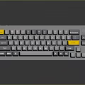 Modern Mechanical Keyboard With Light Blue Frame White Keycaps Gray And Yellow Accent Keys