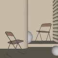 Modern Leisure Chair With Metal Frame Transparent Seat And Geometric Shadow Patterns In Minimalist Space