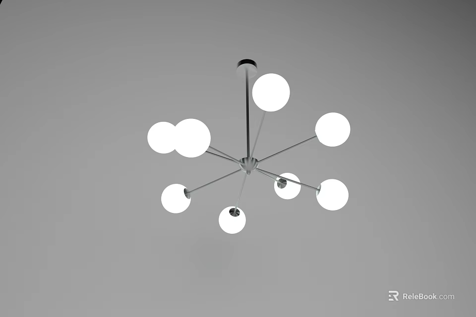 Modern Spherical Bulb Chandelier With Metal Frame For Interior Lighting Decor 3d model 