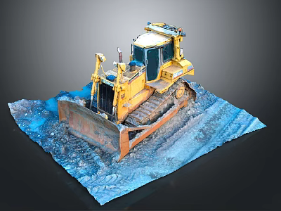 Yellow Tracked Bulldozer Working On Muddy Construction Site With Deep Tracks 3d model
