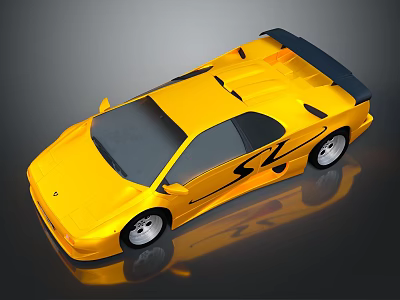 Yellow Sports Car With Streamlined Design Black Rear Spoiler And Sleek Surface 3d model