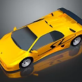 Yellow Sports Car With Streamlined Design Black Rear Spoiler And Sleek Surface