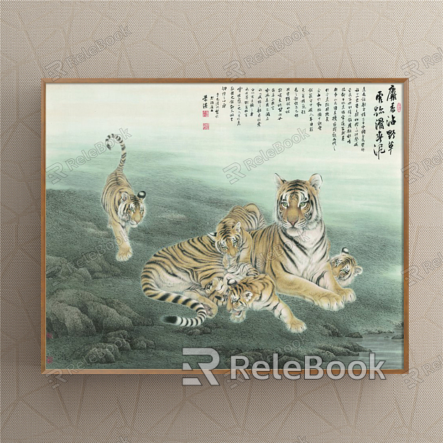 New Chinese Animal Painting Green Living Room Animal Tiger Decorative Painting model