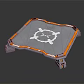 Tech Inspired Square Platform With Gray Surface Orange Border And Blue Accents White Central Emblem 3d model