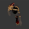 3D Character Model Wearing Red Costume With Golden Accents Barefoot In Standing Pose
