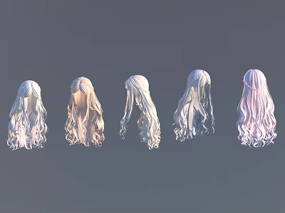 Game and Movie Character Long Hairstyle Designs With Various Styles And Colors 3d model