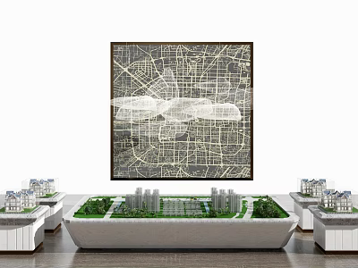 Modern Commercial Equipment for Building Model Display with Display Stands City Map and Architectural Models 3d model