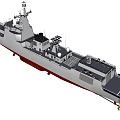 Naval Warship 172 Military Vessel Featuring Gray Hull And Red Bottom Structure Design