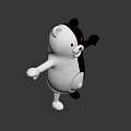 Two Tone Black And White Bear Game Movie Character With Red Eyes