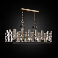 Modern Crystal Chandelier With Geometric Glass Elements And Bronze Metal Frame Design 3d model