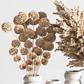 Beautiful Textured White Ceramic Vases With Dried Flowers For Home Decor