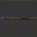 Mechanical Hammer Tool With Metal Head Wooden Handle And Bolted Components