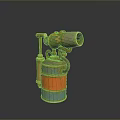 Steampunk Vintage Device With Orange Blue Cylinder Red Stripes And Green Yellow Accents
