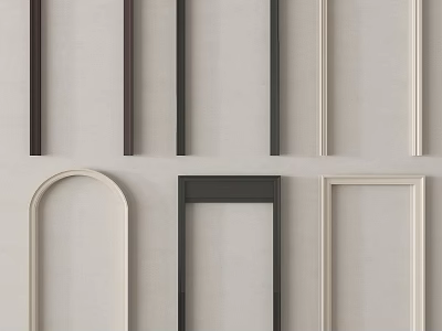 Various Shaped Colored Door Frames Including Arched Rectangular Designs For Home Interior 3d model