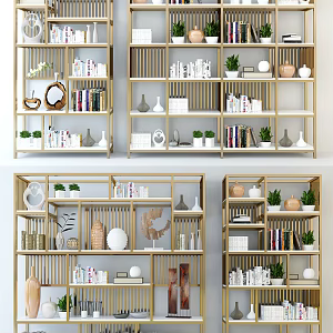 Modern Bookshelf Decorative Rack Storage Rack Antique Rack Shelf Ornaments 3d model