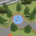 Residential Landscape in Residential Area with Trees Greenery Basketball Court Pathway and Motivational Signboards