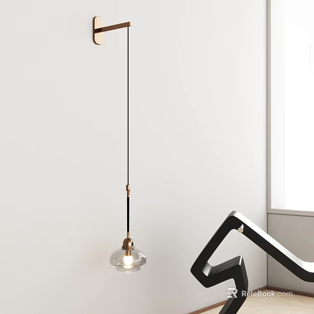 Modern Minimalist Wall Lamp With Brass Accent And Glass Shade For Interior Lighting 3d model 