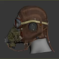 Vintage Pilot Helmet With Leather Goggles Breathing Mask And Straps