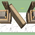 Detailed Wooden Building Components With Tenon Mortise Joints And Marble Base