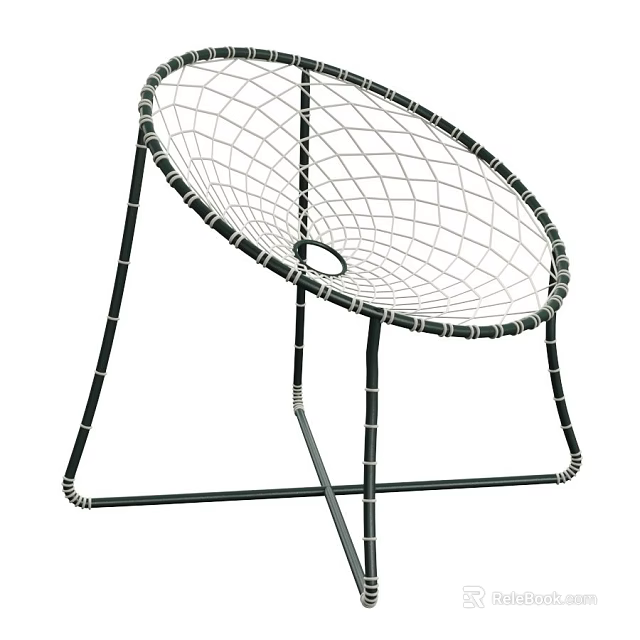Modern Office Chair With Black Metal Frame And White Mesh Seat Design 3d model 