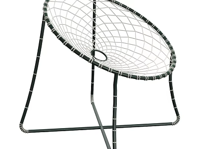 Modern Office Chair With Black Metal Frame And White Mesh Seat Design 3d model