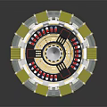 Commercial Industrial Equipment With Precision Metal Rings Yellow Blue Elements And Rotating Components