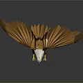 3D Origami Style Eagle Sculpture With Spread Brown Wings And White Head