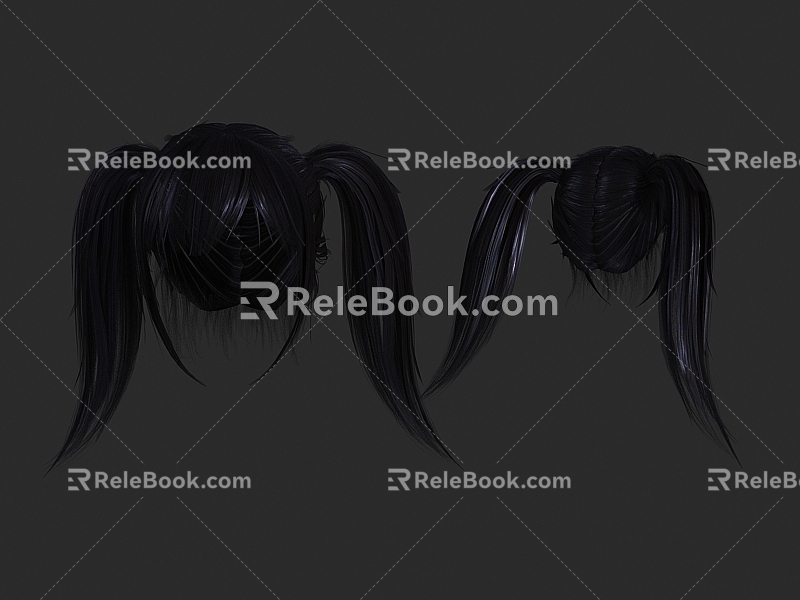 Women Hairstyle Hair Long Hair Styling PBR Material 3d model