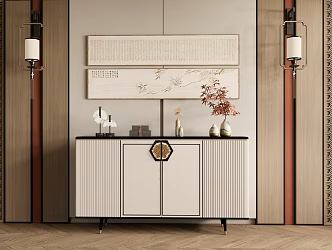 New Chinese-style Sideboard Decorative Cabinet Dining Cabinet Bucket Cabinet Background Wall 3d model