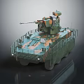 Military Armored Vehicle With Camouflage Paint Top Mounted Weapon And Protective Rails