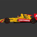 Yellow BARNI Racing Car With Number 21 Streamlined Design And Black Tires