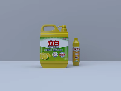 Liby Dishwashing Liquid Products With Yellow Bottles Container And Lemon Scent 3d model