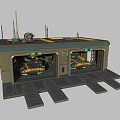 Armored Weapons Parked In Dual Bay Military Depot With Top Antennas And Equipment