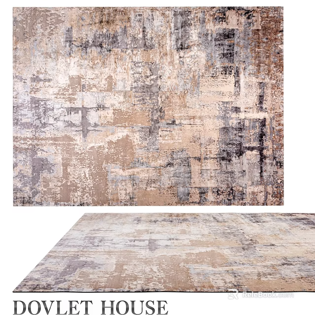 Square Rug With Abstract Pattern Neutral Tones And Modern Design Texture 3d model 