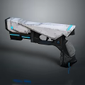 Futuristic Gun Weapon With Modern Blue Accents And Sleek Metallic Design