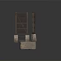 Modern Industrial Room Dividers With Metal Mesh Wooden Frames And Stone Blocks