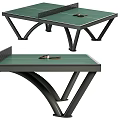 Sports Equipment Ping Pong Table With Green Tabletop Black Metal Frame And Ping Pong Paddles